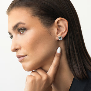 Diamond Emerald-Cut Halo Earrings