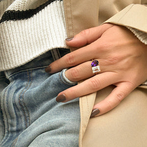 White Topaz Toi et Moi Ring