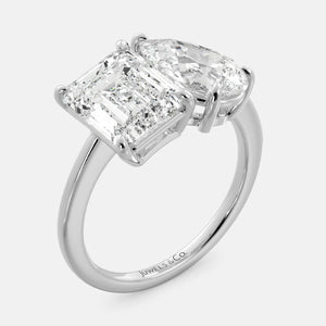 Custom Toi et Moi ring with two birthstones in platinum