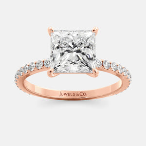 Cushion Solitaire Diamond Ring with Eternity Band