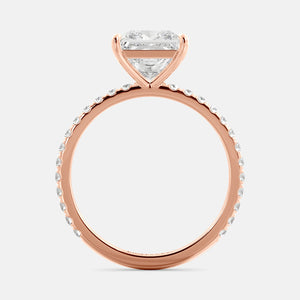 Cushion Solitaire Diamond Ring with Eternity Band