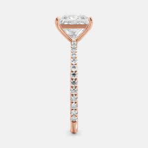 Cushion Solitaire Diamond Ring with Eternity Band