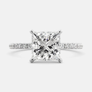 Cushion Solitaire Diamond Ring with Eternity Band