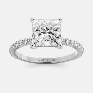 Cushion Solitaire Diamond Ring with Eternity Band