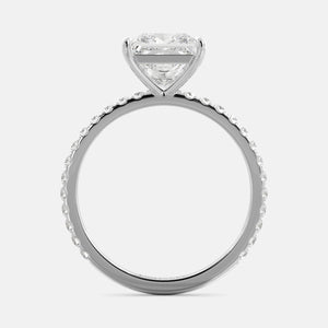 Cushion Solitaire Diamond Ring with Eternity Band