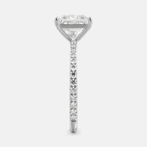 Cushion Solitaire Diamond Ring with Eternity Band
