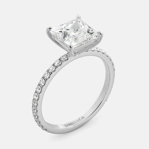 Cushion Solitaire Diamond Ring with Eternity Band