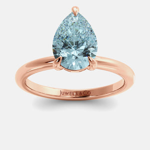 London Blue Topaz Pear-Cut Birthstone Solitaire Ring