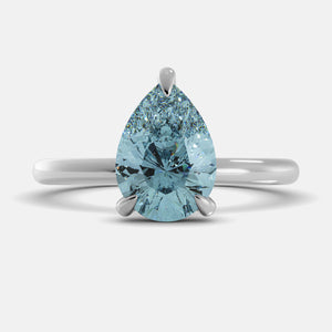 Green Peridot Pear-Cut Birthstone Solitaire Ring