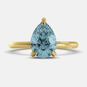 London Blue Topaz Pear-Cut Birthstone Solitaire Ring
