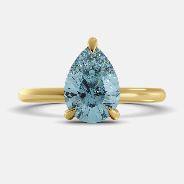 Delicate Elegance: Aquamarine Pear-Cut Gemstone Solitaire Ring in