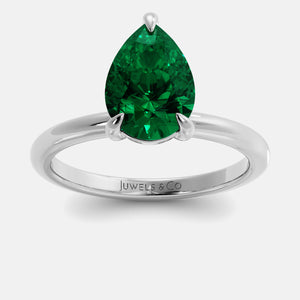London Blue Topaz Pear-Cut Birthstone Solitaire Ring