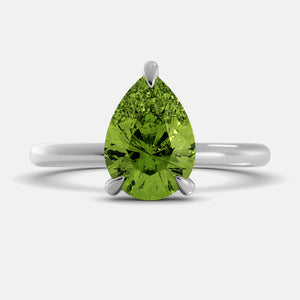 London Blue Topaz Pear-Cut Birthstone Solitaire Ring