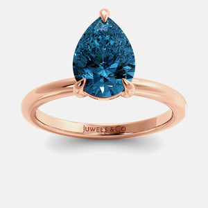 London Blue Topaz Pear-Cut Birthstone Solitaire Ring