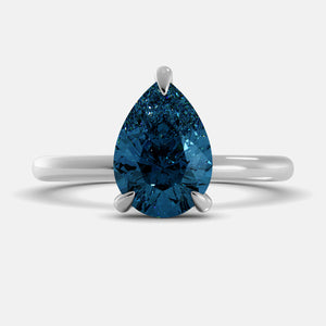 London Blue Topaz Pear-Cut Birthstone Solitaire Ring
