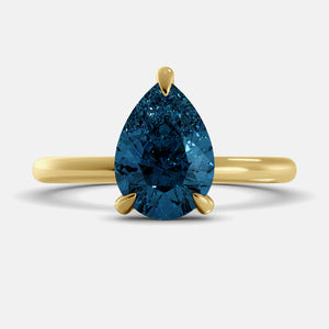 London Blue Topaz Pear-Cut Birthstone Solitaire Ring