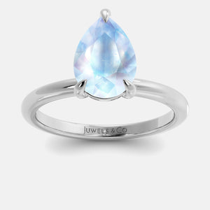 London Blue Topaz Pear-Cut Birthstone Solitaire Ring