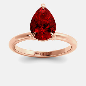 London Blue Topaz Pear-Cut Birthstone Solitaire Ring