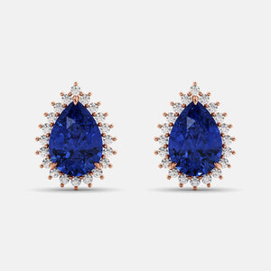 Green Peridot Pear-Cut Halo Studs