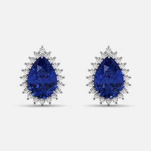 Green Peridot Pear-Cut Halo Studs