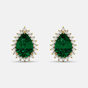 Green Peridot Pear-Cut Halo Studs