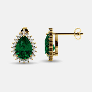 Green Peridot Pear-Cut Halo Studs