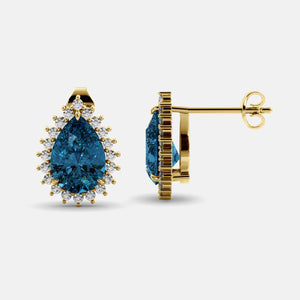 Green Peridot Pear-Cut Halo Studs
