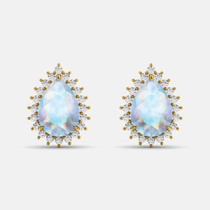 Green Peridot Pear-Cut Halo Studs