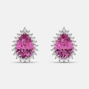 Green Peridot Pear-Cut Halo Studs