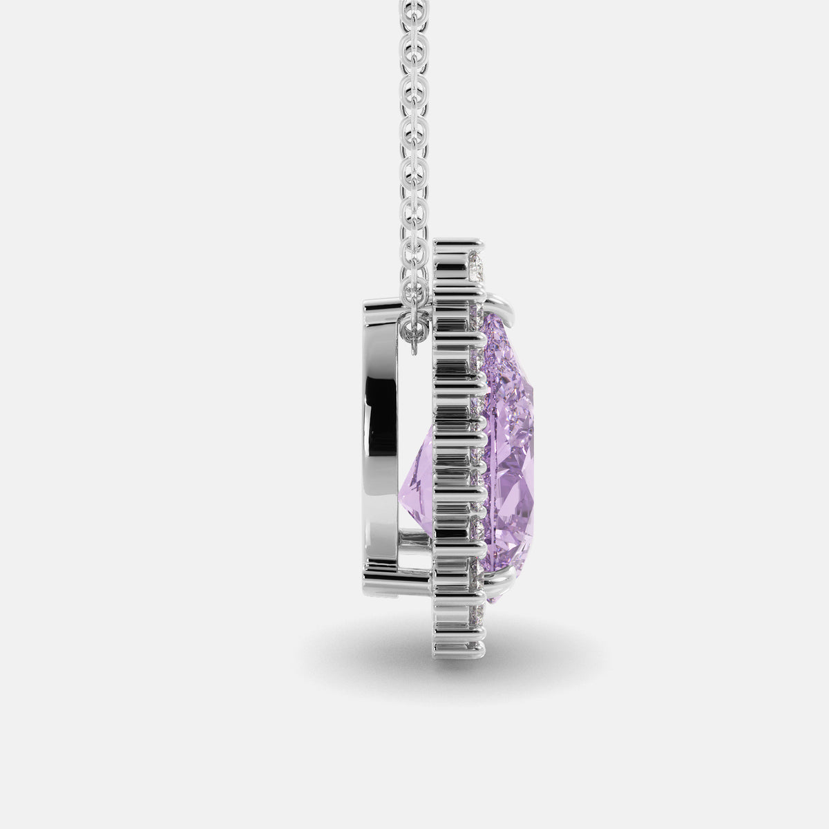 Amethyst Pear-Cut Halo Necklace