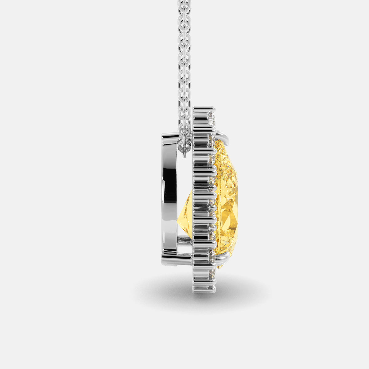Citrine Pear-Cut Halo Necklace