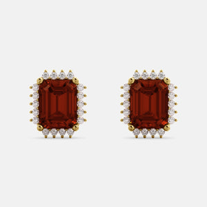 Diamond Emerald-Cut Halo Earrings
