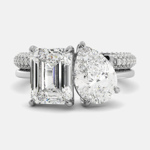 Toi et Moi wedding band — diamond pavé