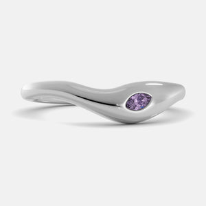 Deep Sea Wave Ring in 14K white gold with marquise amethyst