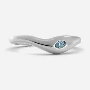 Deep Sea Wave Ring in 14K white gold with marquise aquamarine