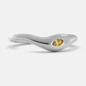 Deep Sea Wave Ring in 14K white gold with marquise citrine