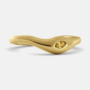 Deep Sea Wave Ring in 14K yellow gold with marquise citrine