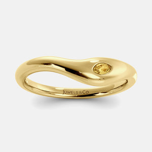 Deep Sea Wave Ring in 14K yellow gold with marquise citrine