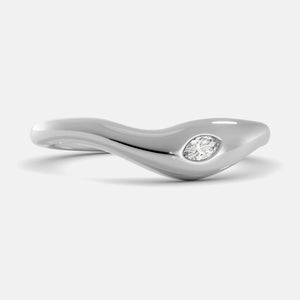 Deep Sea Wave Ring in 14K white gold with marquise lab-grown diamond