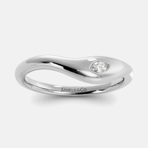 Deep Sea Wave Ring in 14K white gold with marquise lab-grown diamond