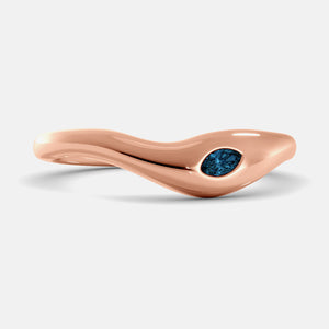 Deep Sea Wave Ring in 14K rose gold with marquise London blue topaz