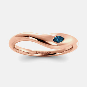 Deep Sea Wave Ring in 14K rose gold with marquise London blue topaz