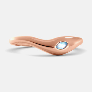 Deep Sea Wave Ring in 14K rose gold with marquise moonstone