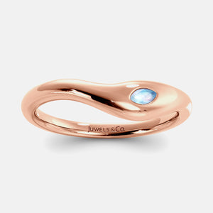 Deep Sea Wave Ring in 14K rose gold with marquise moonstone