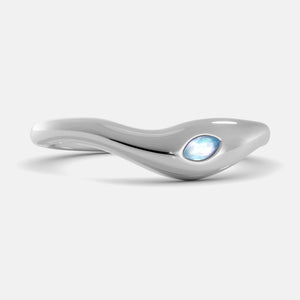 Deep Sea Wave Ring in 14K white gold with marquise moonstone