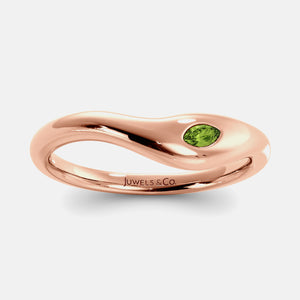 Deep Sea Wave Ring in 14K rose gold with marquise peridot