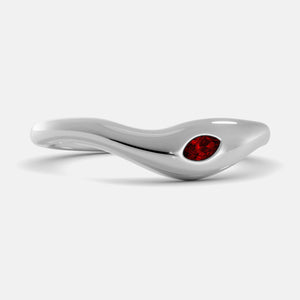 Deep Sea Wave Ring in 14K white gold with marquise ruby