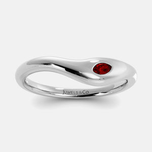 Deep Sea Wave Ring in 14K white gold with marquise ruby