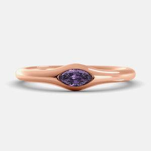 The Crest Wave Ring in 14K rose gold with marquise amethyst