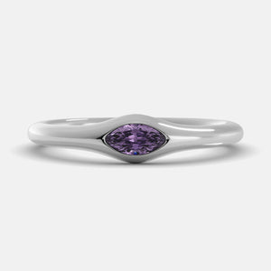 The Crest Wave Ring in 14K white gold with marquise amethyst